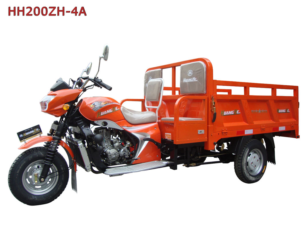 Pomarańczowy 200cc 250cc Three Wheeler / Three Wheel Cargo Motorcycle With Cargo Roof
