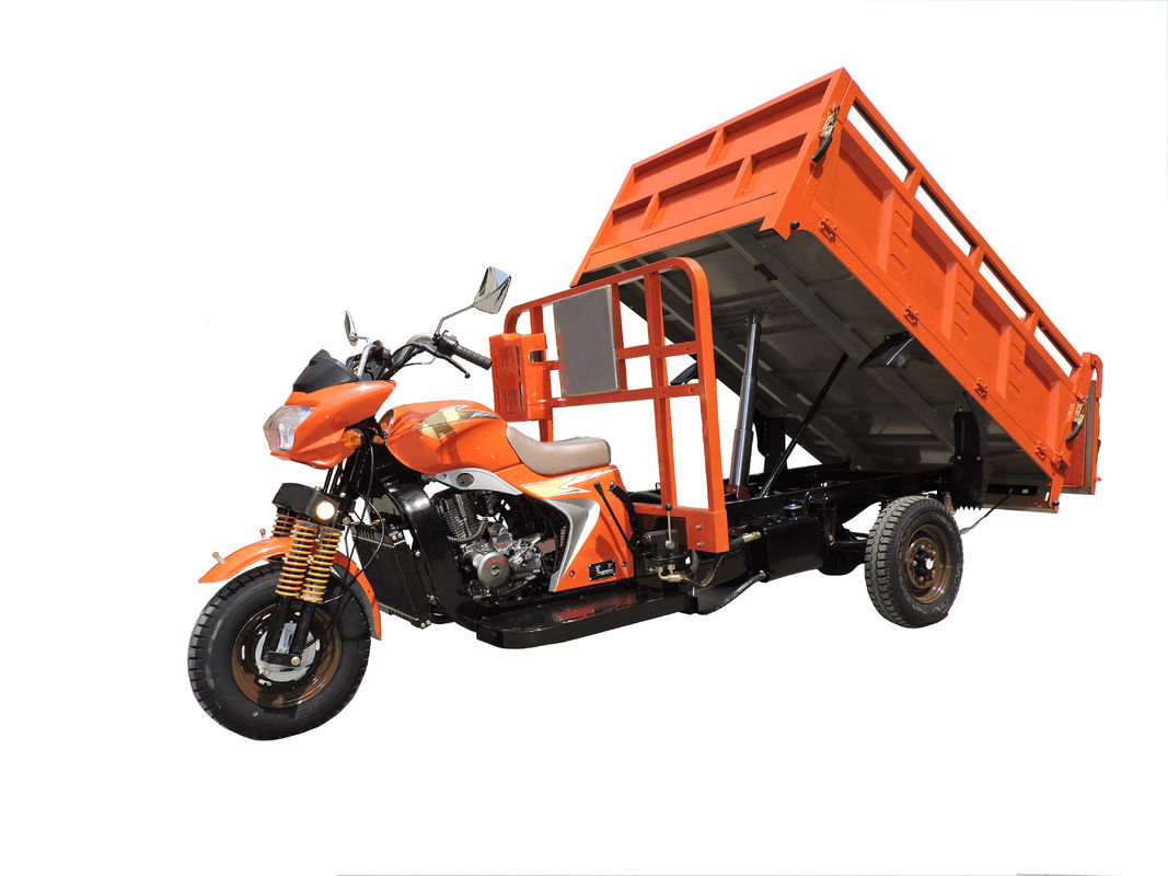 Pomarańczowy 200cc 250cc Three Wheeler / Three Wheel Cargo Motorcycle With Cargo Roof
